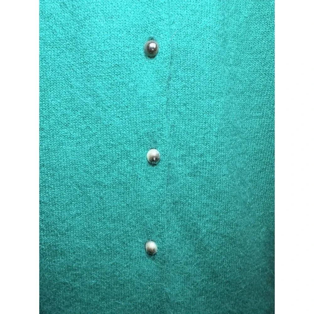 VTG Bloomingdale's y.e.s. Green Lambswool Angora Rabbit Nylon Blend‎ Sweater MED